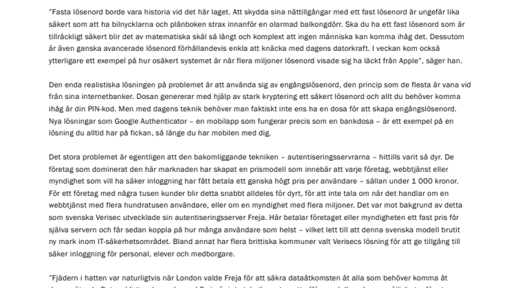 Svensk lösning på kostsamma lösenordsbekymmer 