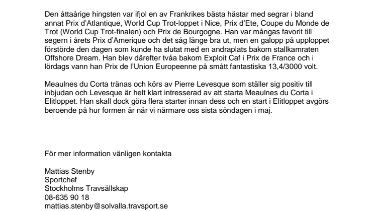 Första Elitloppsinbjudan utdelad