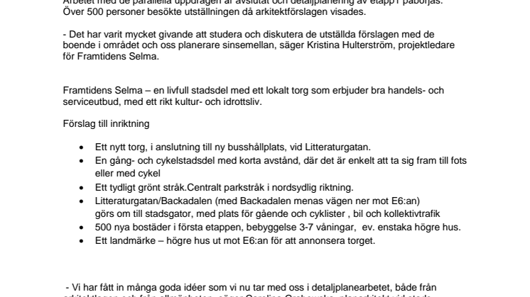 Nästa steg för Framtidens Selma