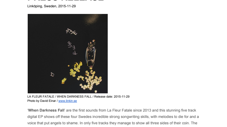 Pressrelease - La Fleur Fatale - WHEN DARKNESS FALL