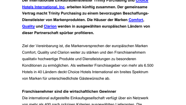 Choice-Franchisees gewinnen durch Einkaufsdienstleister