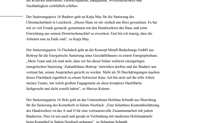 Sanierungspreis 16 verliehen