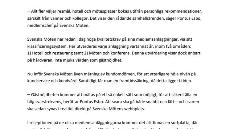 Svenska Möten visar gästnöjdhet i realtid på webben