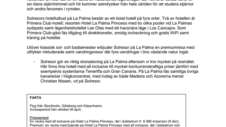 Direktflyg till La Palma – Kanarieöarnas vackraste ö