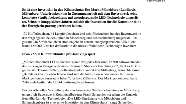 Mönchberg leuchtet umweltfreundlich