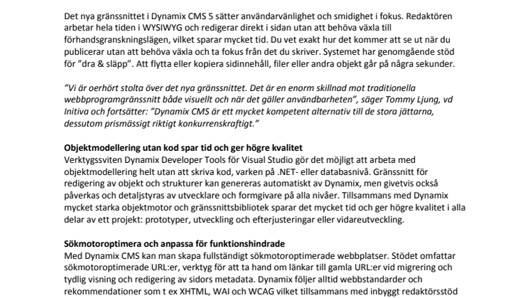 Ny version av Dynamix CMS, publiceringsverktyget för redaktörer och utvecklare