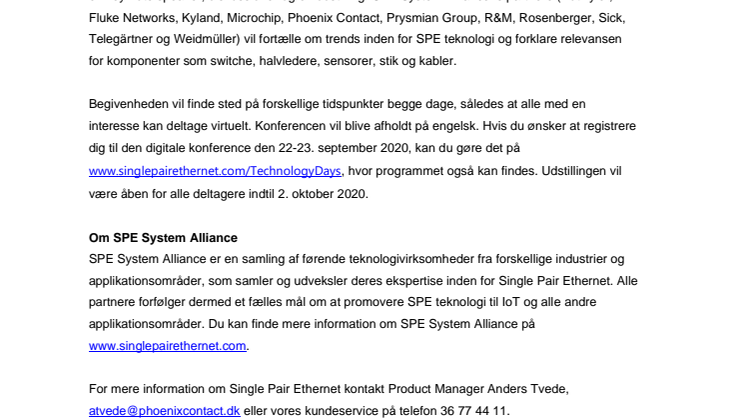 Technology Days: international digital konference om Single Pair Ethernet