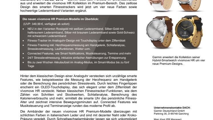 Premium-Upgrade für Garmins stylischen Fitness-Hybriden