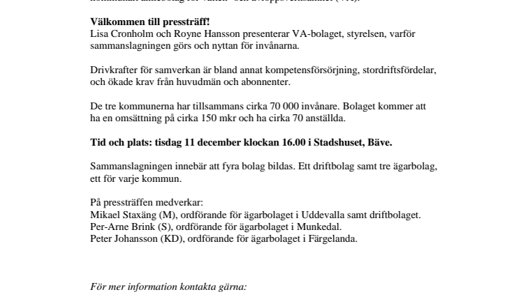 Gemensamt VA-bolag 2013