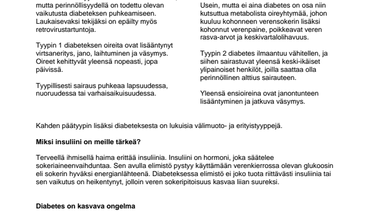 Mitä diabetes on - perustietoa diabeteksesta