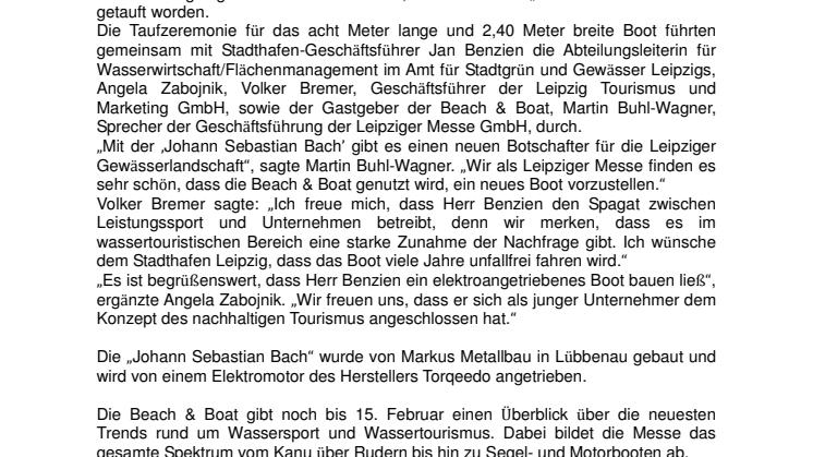 Stadthafen Leipzig - Motorbootstaufe