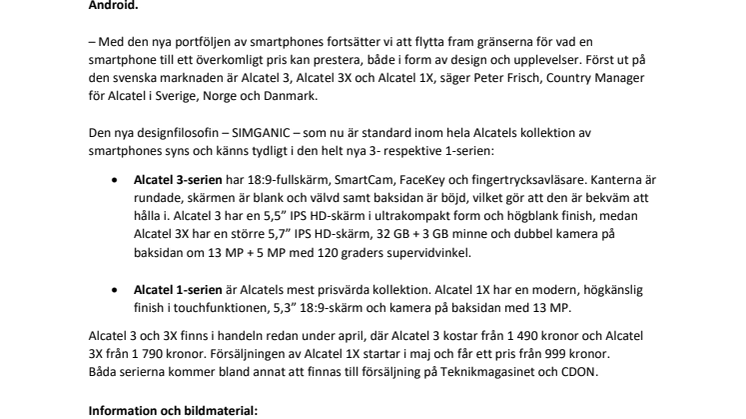 Alcatel först i världen med 18:9-skärmformat för alla smartphones-serier