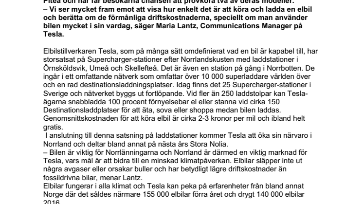 Tesla kommer till Stora Nolia  – besökarna erbjuds provkörning