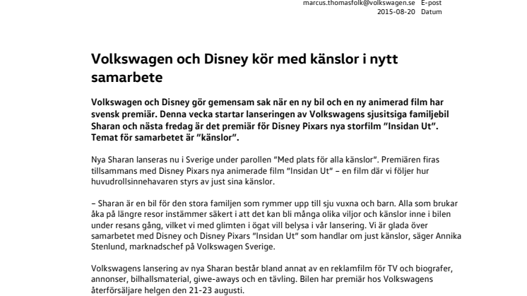 Volkswagen och Disney kör med känslor i nytt samarbete