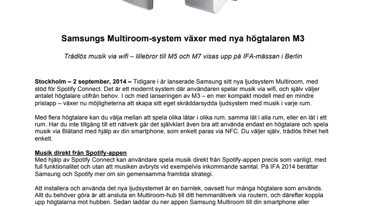 Samsungs Multiroom-system växer med nya högtalaren M3
