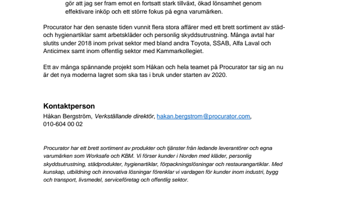 Ny VD ska vidareutveckla Procurator