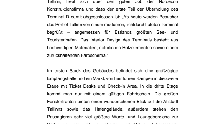 Tallinn eröffnet renoviertes Kreuzfahrtterminal D