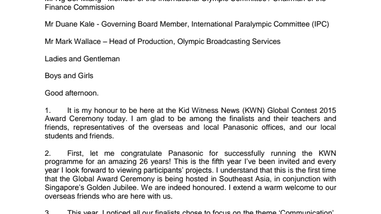 Speech by SPS Mr Hawazi Daipi at KWN Award Ceremony 2015