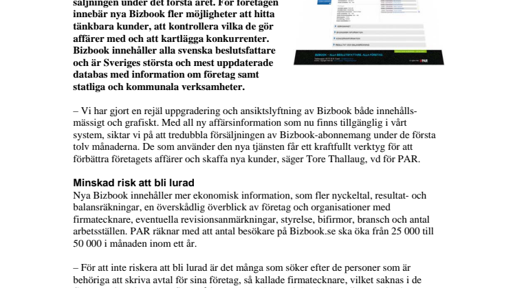PAR:s satsning på Bizbook ska tredubbla försäljningen