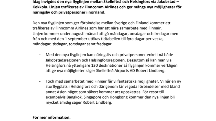 Ny flyglinje invigd från Skellefteå.