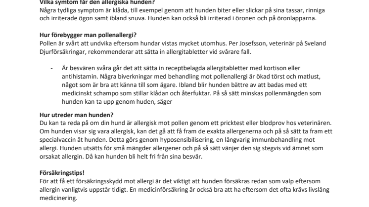 Pollen - en plåga även för hunden