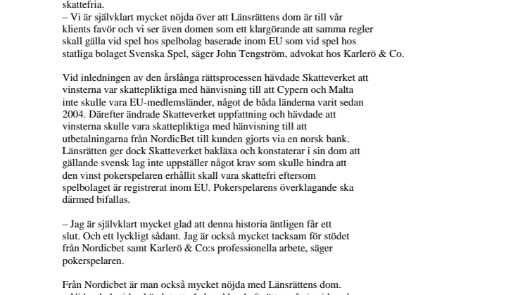 Länsrätten gav pokerspelare rätt