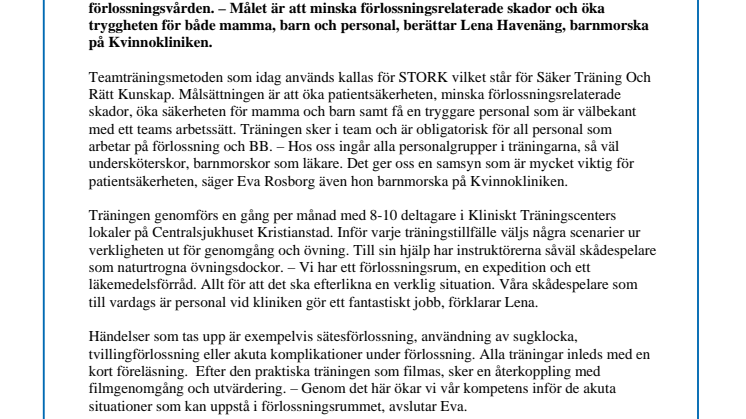 Träning för säkrare förlossning