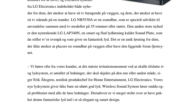 STOR LYD I NYTÆNKENDE DESIGN MED LG'S NYE SOUNDBAR
