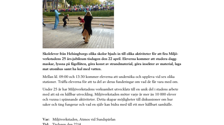 Pressinbjudan: Elever firar Miljöverkstadens 25 års-jubileum med fåglar, daggmaskar och matlagning