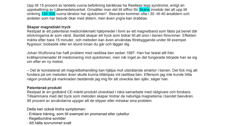 Nu finns hjälp för rastlösa ben i Skåne