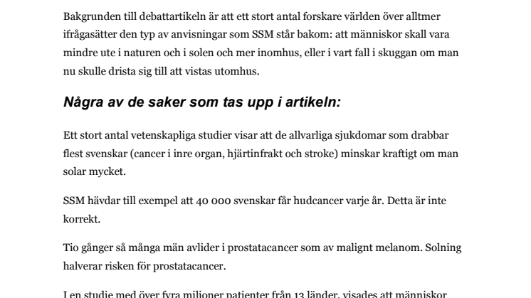 Newsmill: Strålsäkerhetsmyndigheten riskerar tusentals svenskars liv.