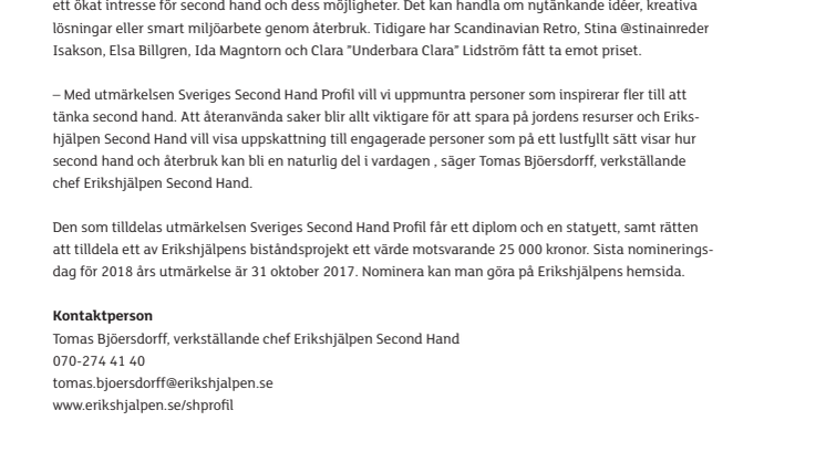 Dags att nominera second hand-hjältar