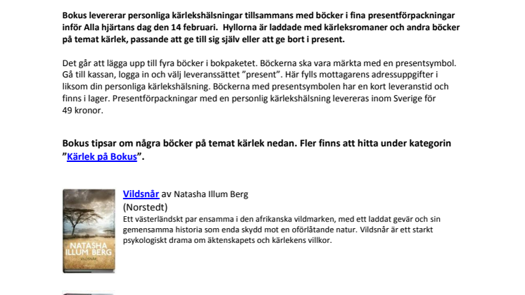 Bokus levererar kärlekshälsningar inför Alla hjärtans dag