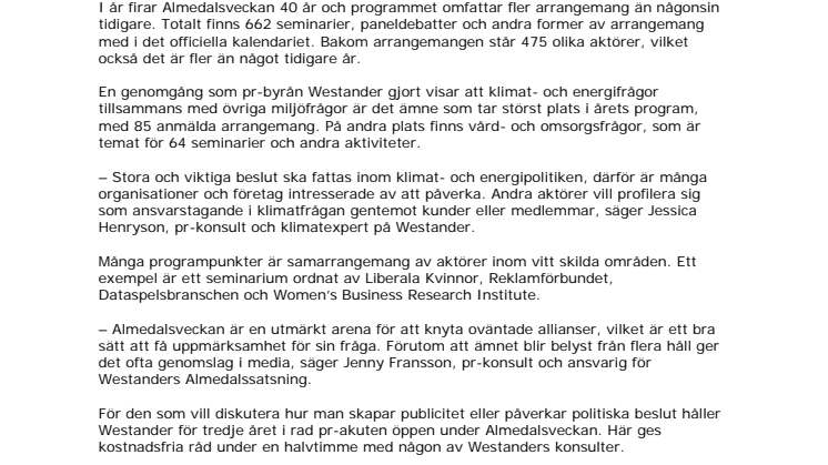 Klimat- och energifrågor störst i årets Almedalsprogram