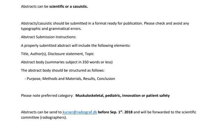 Call for abstracts - Guidelines