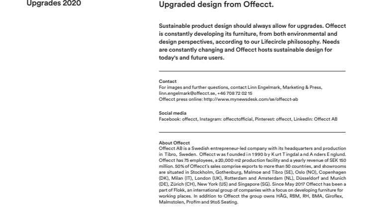 Offecct Press release Upgrades 2020_EN