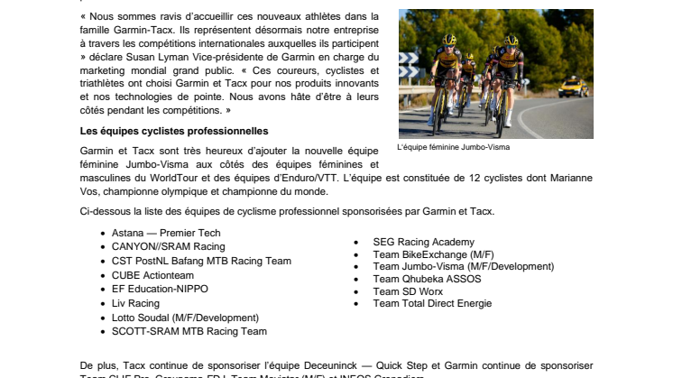 CP Garmin Pro Cycling Pro Athletes Sponsoring 2021