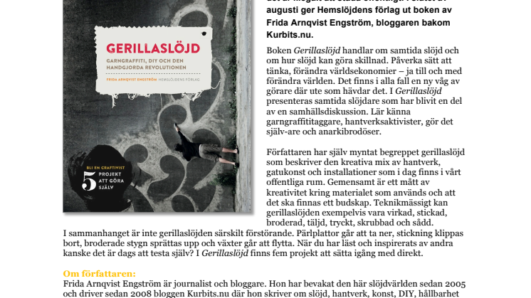 Gerillaslöjd, garngraffiti, DIY och den handgjorda revolutionen – ny bok av bloggaren Kurbits.nu
