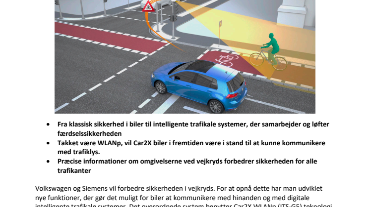 Volkswagen og Siemens gør vejkryds mere sikre