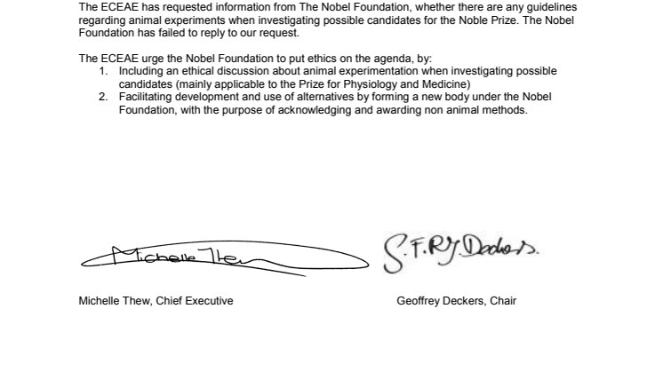 Open letter to the Nobel Foundation