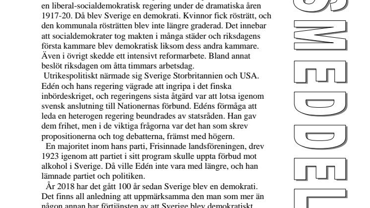 Ny bok: Nils Edén - demokratins statsminister av Sverker Oredsson