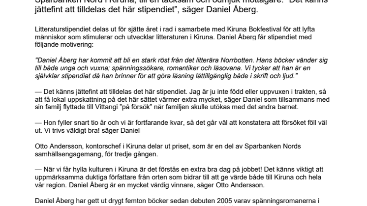 Sparbanken Nords litteraturstipendium 2022 går till Daniel Åberg .pdf
