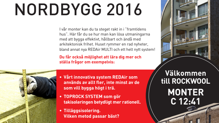VÄLKOMMEN TILL ROCKWOOL PÅ NORDBYGG 2016