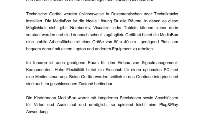 Kindermann MediaBox: Technik sicher aufbewahrt