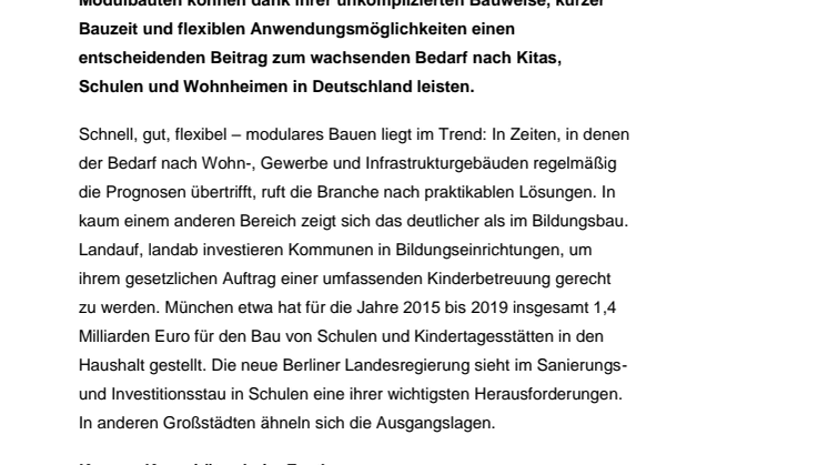 Neue Lösungen für den Bildungsbau