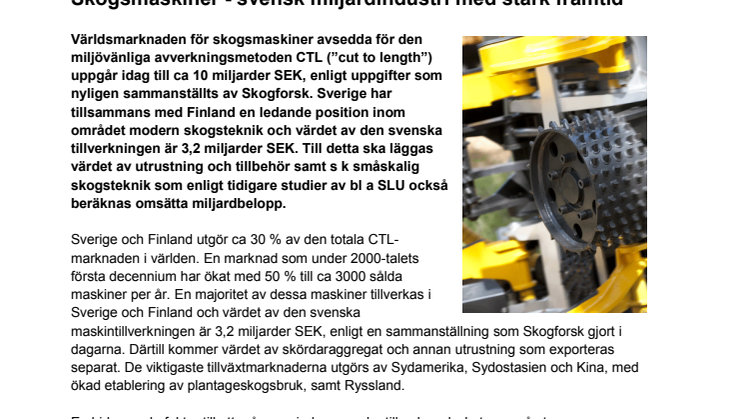 Skogsmaskiner - svensk miljardindustri med stark framtid