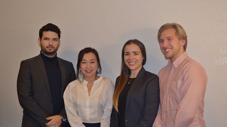 På bilden är teamet bakom Ventus Robur, från vänster: Maximilian Schultz, Sophy Jonasson, Alexandra Esguerra &  Karl Lindell