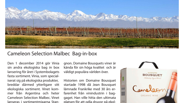 Nyhetsbrev Cameleon Selection Malbec Bag in Box