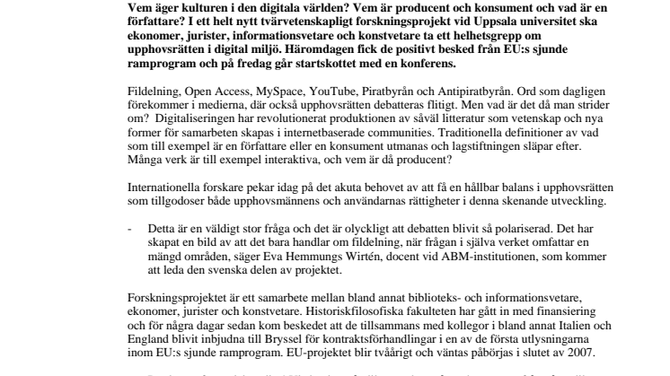 Upphovsrätten i fokus i ny forskningssatsning