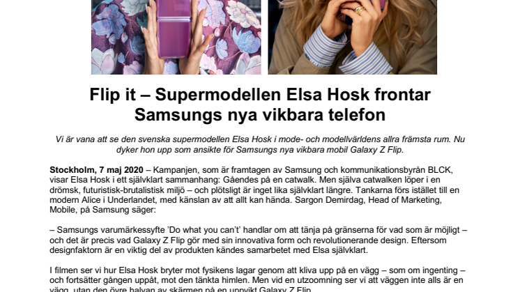 Flip it – Supermodellen Elsa Hosk frontar Samsungs nya vikbara telefon